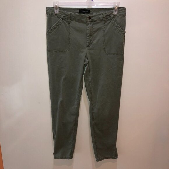 Talbots Womens Size 12 Green Flat Front Pockets Ankle Zip Jeans Casual Pants - Picture 4 of 10